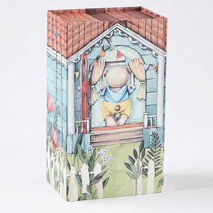 Медведь Lina TeddyTales, в синем дождевике, молочный, брелок, XS, 15 см